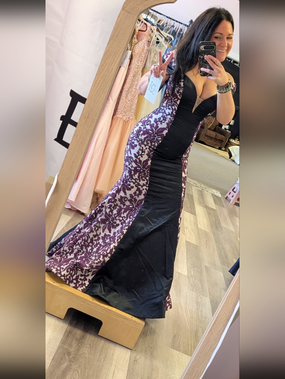 Rachel Allan Couture Elegant Purple & Black Halter Prom Dress